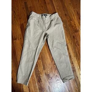 Zara Men's Cotton Blend Cropped Khaki Pants, Beige, Size 34